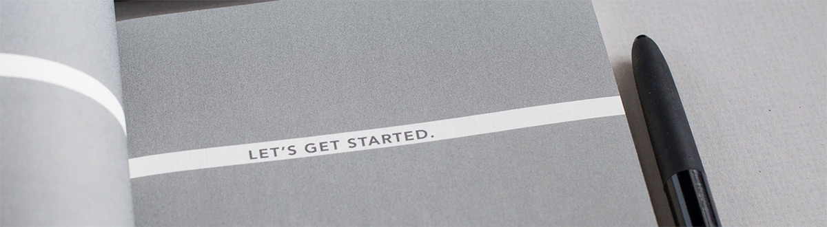Text som säger Let's get started